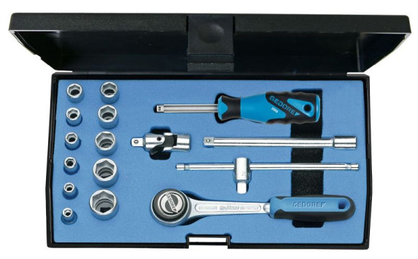 GEDORE dopsleutelset 1/4", omschakelratel extra fijngetand, 6172290