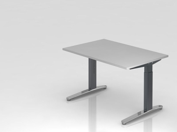 Hammerbacher bureau C-poot 120x80cm grijs/grafiet (gepolijst), rechthoekige vorm, VXB12/5/GC