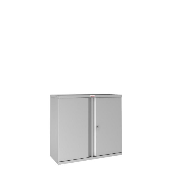 Phoenix SCL-serie stalen opbergkast met 2 deuren en 1 plank in grijs met sleutelslot, SCL0891GGK