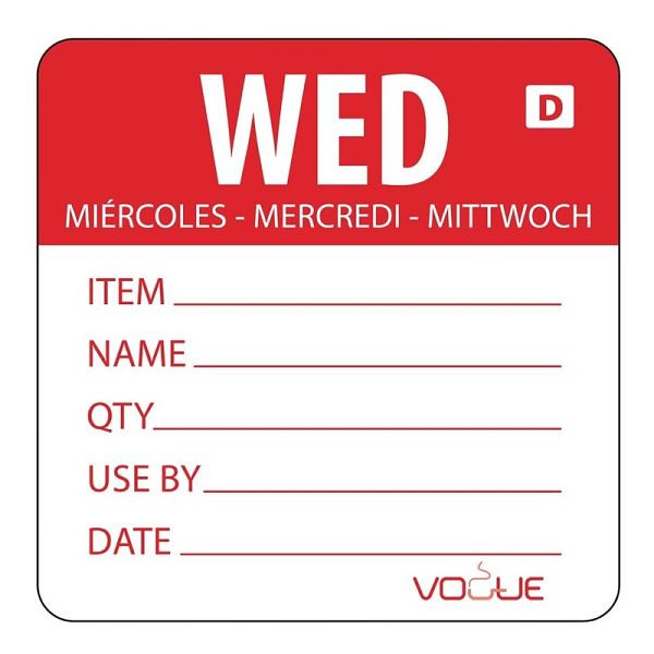 Vogue verwijderbare etiketten woensdag rood, VE: 500 stuks, GH353