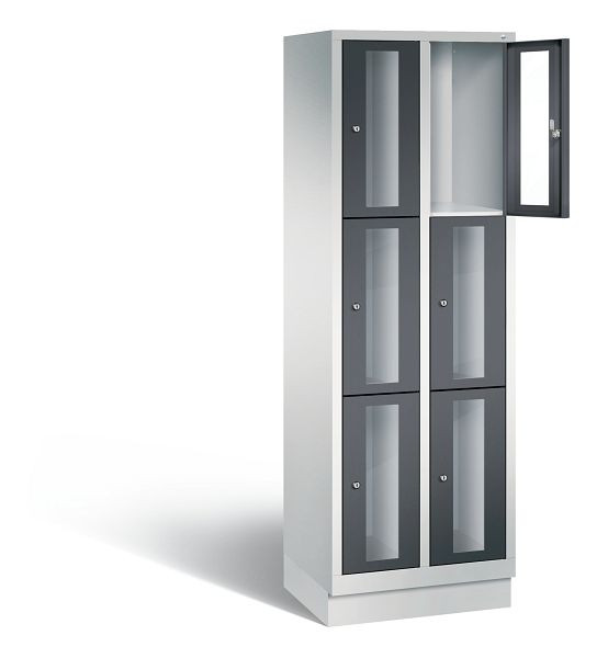 C+P lockerkast Classic, H1800xB610xD500mm, kleur: lichtgrijs / zwartgrijs, 8020A203 S10005