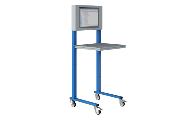 SOFAME PC-station op wielen B700 x D 600 x H 1760mm, hemelsblauw RAL 5015, W040010011BI