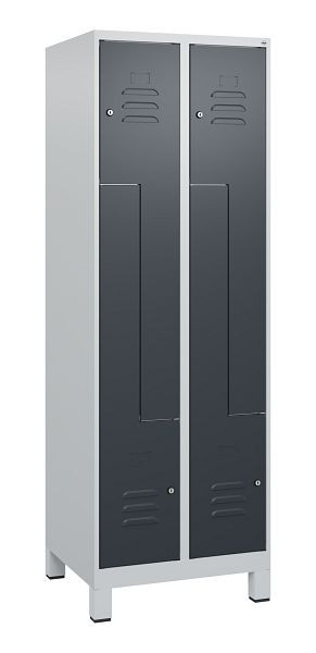 C+P Z-Spind Classic PLUS, voeten, 4 vakken, 1800x600x500mm, 7035/7016, cilindersloten, 0800137-204 S10023