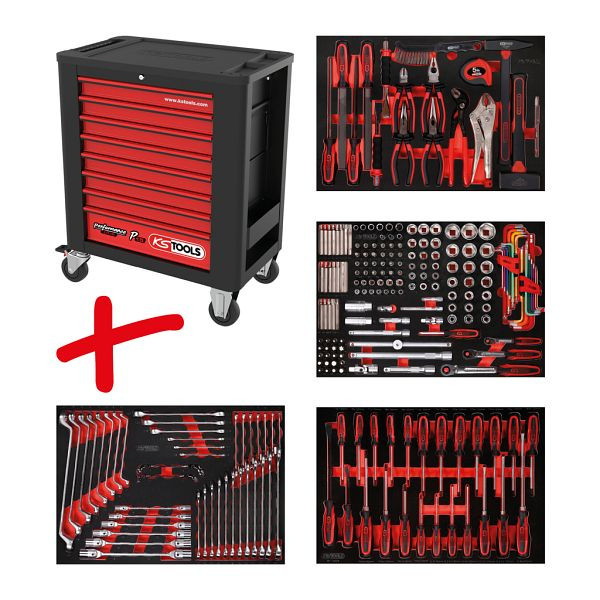KS Tools PERFORMANCEplus werkplaatswagenset P15, met 241 gereedschappen en 4 laden, 815.4241