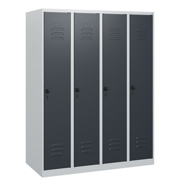C+P Umkleidespind Classic PLUS, 4 Abteile, 1530x1200x500mm, 7035/7016, Drehriegel, 0800005-40 S10018