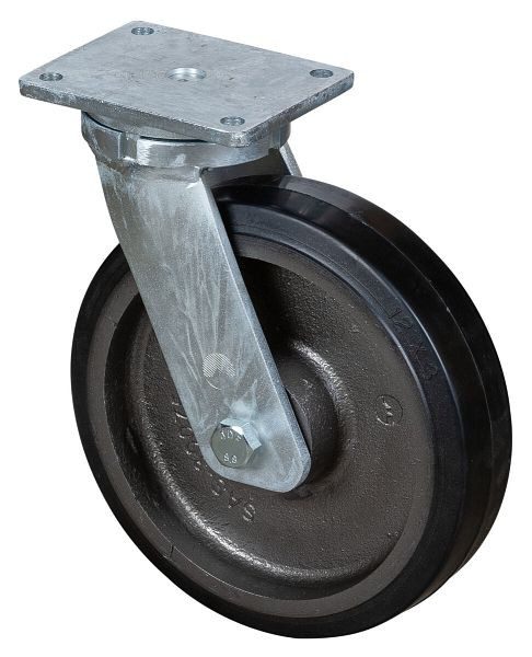 BS Rollen zwaarlastwiel, wielbreedte 75 mm, wiel-Ø 300 mm, draagvermogen 850 kg, zwarte elastische banden, gegoten wiellichaam, kogellagers, RR100.B81.300