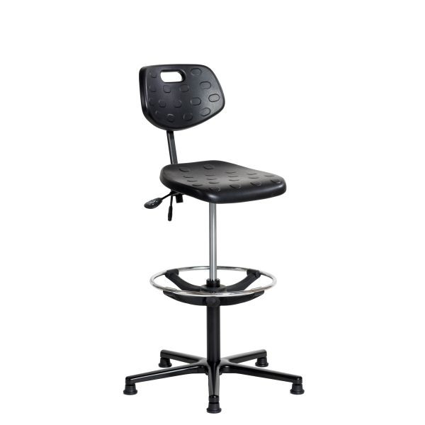 SOFAME werkstoel ERGODYN met glijders en voetring, zithoogte 56-82, aluminium onderstel, W050050007