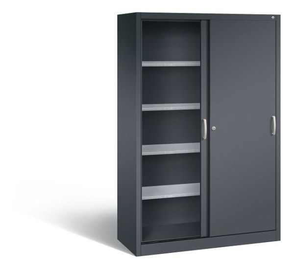 C+P schuifdeurkast Acurado, H1950xB1200xD500mm, kleur: zwart-grijs, beugelgreep, 2059-00 S10104