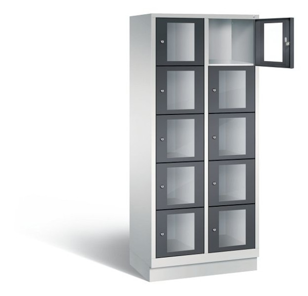 C+P lockerkast Classic, H1800xW810xD500mm, kleur: lichtgrijs / zwartgrijs, 8020A225 S10005