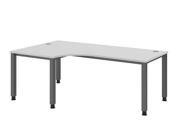 Hammerbacher bureau QS82, 200 x 120 cm, blad: grijs, 25 mm dik, hoekvorm 90°, 4-poots frame in grafiet, werkhoogte 68-83,5 cm, VQS82/5/G