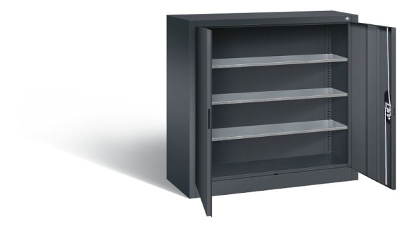 C+P tijdschriftenkast serie 13, H1000xB1000xD420mm, kleur: zwart-grijs, verzonken handgreep, 133944-21 S10034