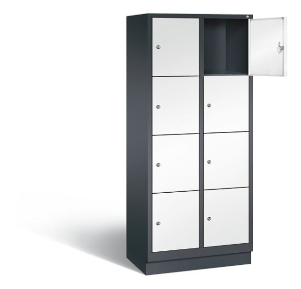 C+P lockerkast Evolo, H1800xW810xD500mm, kleur: zwartgrijs / verkeerswit, 48020-224 S10168