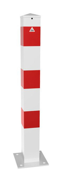Schake afzetpaal stalen buis 100 x 100 x 3 mm stationair, voor deuvelbevestiging, thermisch verzinkt en wit gecoat, 40100PB