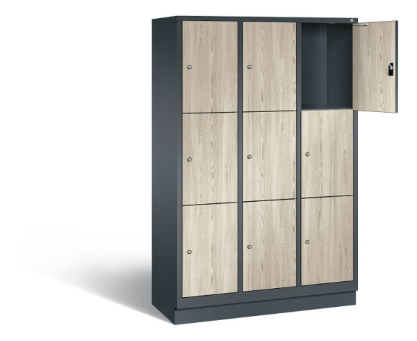 C+P lockerkast Evolo, H1800xB1200xD500mm, kleur: antracietgrijs / Sen ash decor, 48020-323 S10263