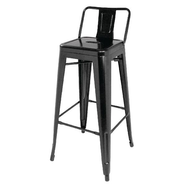 Stalen Bolero Bistro barkruk met zwarte rugleuning (4 stuks), DL882