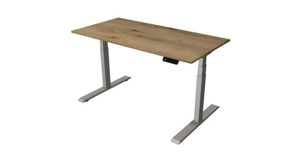 Kerkmann zit-/statafel Thuiskantoor B 1400 x D 700 mm, elektrisch in hoogte verstelbaar van 630-1270 mm, eiken/zilver (montage), 10189255