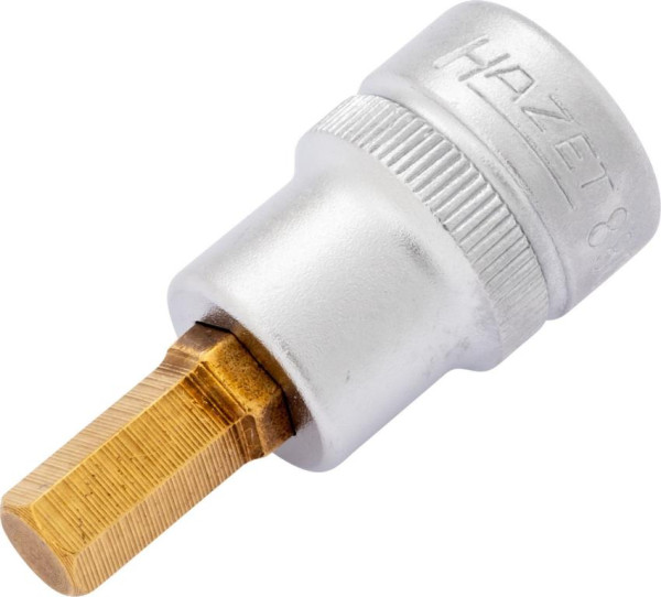 Hazet schroevendraaierdop, hol vierkant 10 mm, binnenzeskant profiel, 7 mm, extra kort met karteling, 8801K-7