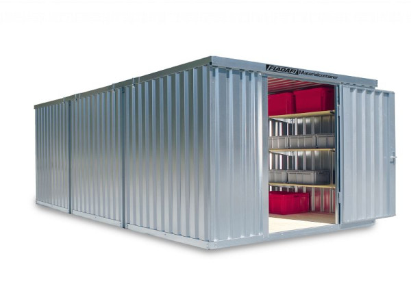 FLADAFI materiaalcontainer, combinatie MC 1360, verzinkt, gedemonteerd, met houten vloer, 3.050 x 6.520 x 2.150 mm