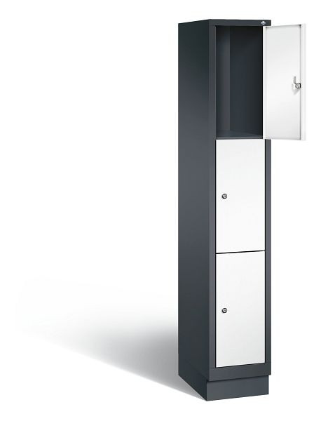 C+P lockerkast Evolo, H1800xB320xD500mm, kleur: zwartgrijs / verkeerswit, 48020-103 S10113