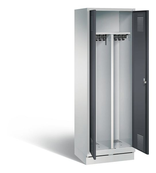 C+P zwart wit kastje Evolo, H1800xB610xD500mm, kleur: lichtgrijs / zwartgrijs, 48022-20 S10053