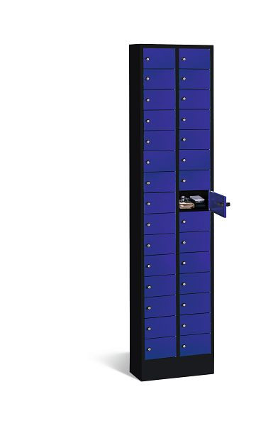 C+P kleine locker Intro, H1950xW460xD200mm, kleur: zwartgrijs / gentiaanblauw, 80700-201 S10077