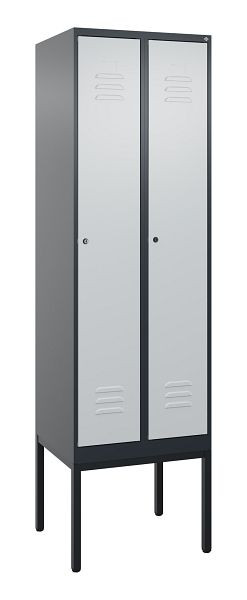 C+P luierkluis Classic PLUS met middenwand, frame, 2 vakken, 2120x600x500mm, 7016/7035, cilindersloten, 0800307-20F S10028