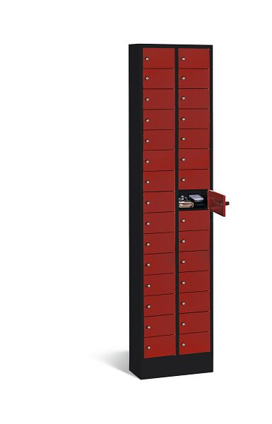 C+P kleine locker Intro, H1950xW460xD200mm, kleur: zwartgrijs/robijnrood, 80700-201 S10047