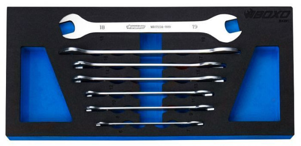 Boxo dubbele steeksleutelset in foam, ultradun, 7 stuks, VE: 10 stuks, BX391-2