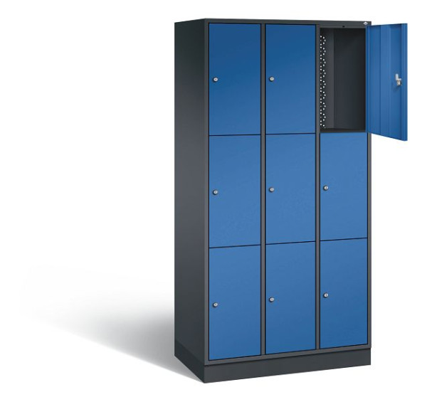 C+P lockerkast Intro, H1950xW920xD490mm, kleur: zwartgrijs / gentiaanblauw, 8370-301 S10056