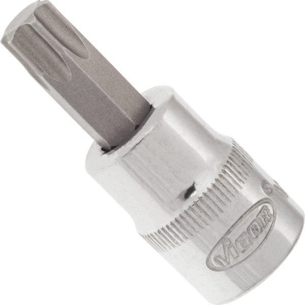 VIGOR TORX® schroevendraaierbit, hol vierkant 10 mm (3/8 inch), binnen TORX® profiel, T50, lengte: 49 mm, voor handbediening, V2296N