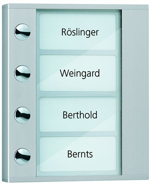 TCS beldrukkeruitbreiding voor audio-buitenpost serie PDS/AVD 4 beldrukkers (links uitgelijnd), AP zilver, PDT04-EN/04