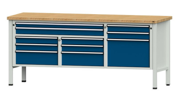 ANKE werkbanken kistwerkbank, model 283 V, 2000 x 700 x 890 mm, RAL 7035/5010, BMP 40 mm, 304.549