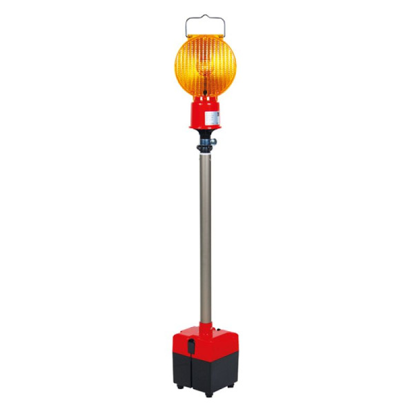 Stein HGS HGS verkeerskegelflitslamp, verkeerskegel richtbundelflitser, een-/tweezijdig, 190x100x340mm, 1x flits richtschijnwerper Ø 180mm, 1x voedingseenheid, voor 4 blokbatterijen 4R25, 12352