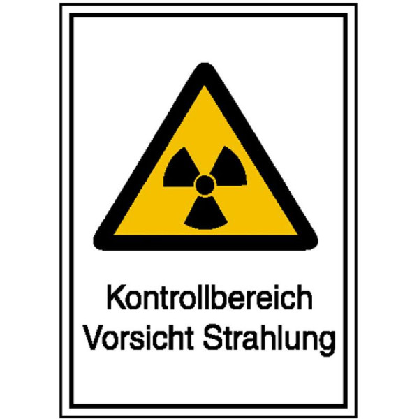 Stein HGS HGS stralingsbeschermingsbord met waarschuwingsbord en extra tekst, controlegebied waarschuwing straling, 210 x 297 mm / aluminium, reliëf, 11.2087