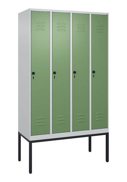 C+P luierkluis Classic PLUS met middenwand, frame, 4 vakken, 2120x1200x500mm, 7035/6011, veiligheidsdraaigrendel, 0800307-40F S10006