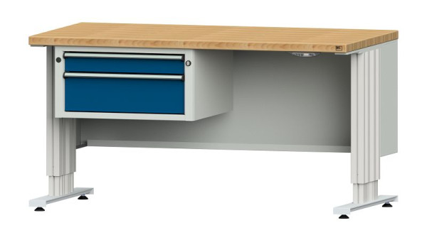 ANKE werkbanken werktafel LIFT met onderstel, model 501 VL, 1500 x 800 x 740-1140 mm, RAL 7035/5010, BMP 40 mm, 405.210