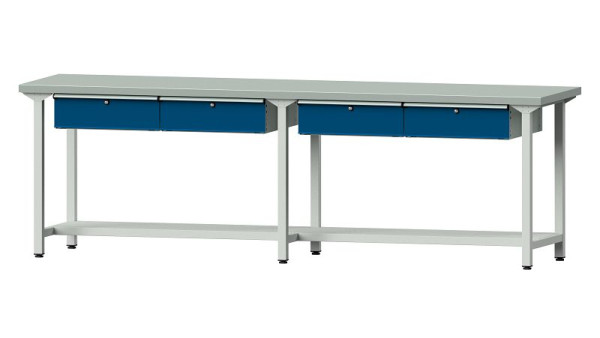 ANKE werkbanken werktafel, model 95, 2800 x 700 x 890 mm, RAL 7035/5010, ZBP 40 mm, 400.445