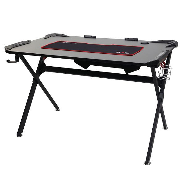 Mendler bureau HWC-F11, computerbureau jeugdbureau, gaming 120x75cm zwart, 69176+69177