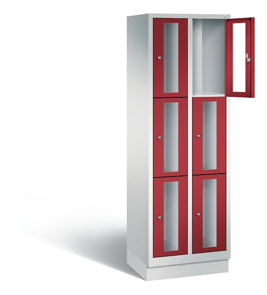 C+P lockerkast Classic, H1800xB610xD500mm, kleur: lichtgrijs/robijnrood, 8020A203 S10001