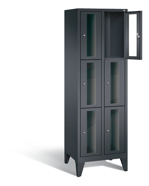 C+P lockerkast Classic, H1850xB610xD500mm, kleur: zwart-grijs, 8010A203 S10014
