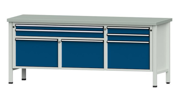 ANKE werkbanken kistwerkbank, model 281 V, 2000 x 700 x 840 mm, RAL 7035/5010, ZBP 40 mm, 304.528