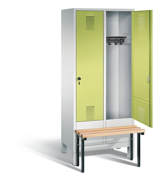 C + P Evolo garderobe, H1850xW810xD815mm, kleur: lichtgrijs / virid groen, 48030-22 S10106
