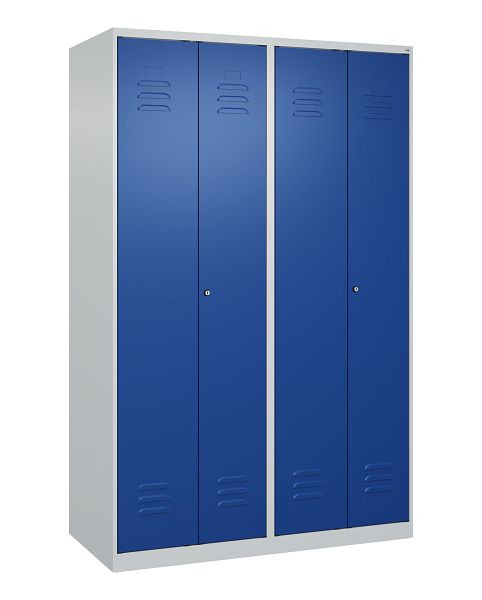 C+P Umkleidespind Classic PLUS SW, 4 Abteile, 1850x1200x500mm, 7035/5010, Zylinderschlösser, 080002-40 S10017