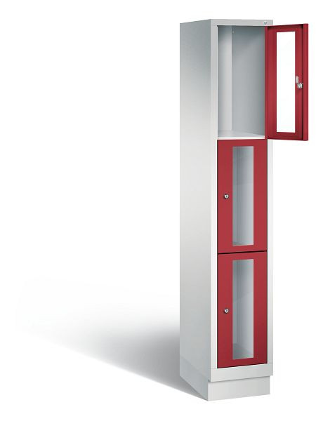 C+P lockerkast Classic, H1800xB320xD500mm, kleur: lichtgrijs/robijnrood, 8020A103 S10001
