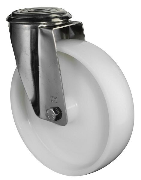 BS rollen RVS transportrol, wielbreedte 50 mm, wiel-Ø 200 mm, draagvermogen 200 kg, loopvlak/wiellichaam kunststof, glijlager, H101.A90.200