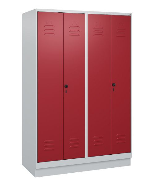 C+P Umkleidespind Classic PLUS, Doppel-Spind, Sockel, 4 Abteile, 1800x1200x500mm, 7035/3003, Drehriegel, 0800227-40P S10001