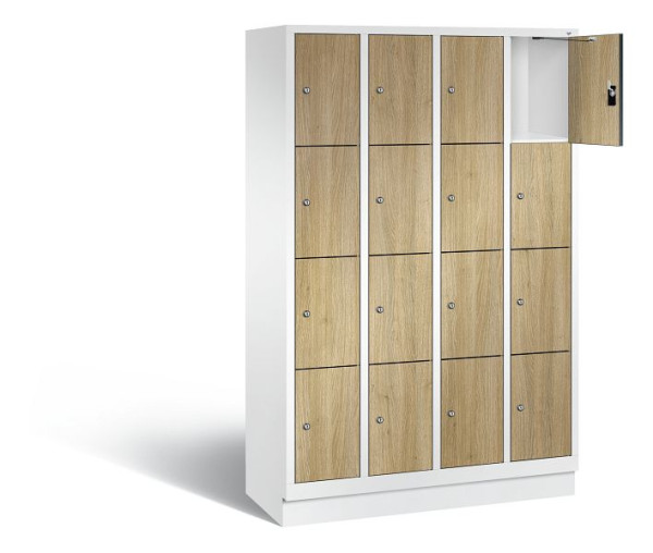 C+P lockerkast Evolo, H1800xB1190xD500mm, kleur: verkeerswit / decor eiken Sereno, 48020-404 S10186