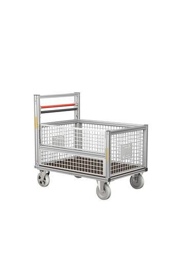 DENIOS rolcontainer met halfhoge gaasbak, 305156