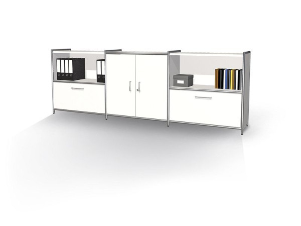 Kerkmann dressoir breed met 1 lade, 2 OH, Artline, B 2360 x D 380 x H 780 mm, wit, 13791410