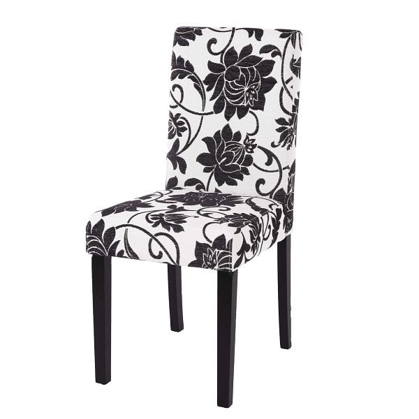 Mendler eetkamerstoel Littau, keukenstoel, stof/textiel, jacquard zwart, donkere poten, 74384